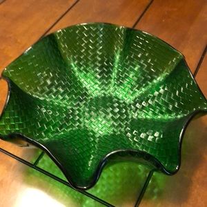 Antique green glass bowl.
